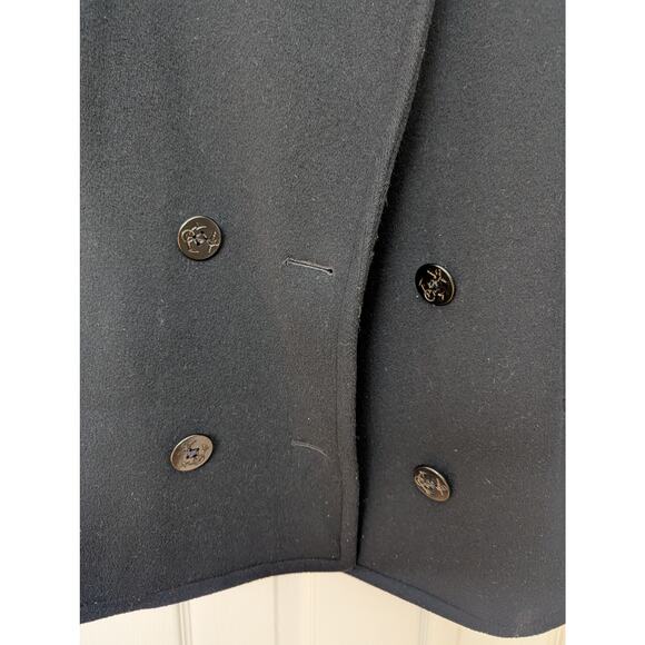 Saks Fifth Avenue Vintage 100% Wool Coat Size 10 Double Breasted Pea Coat - Picture 13 of 14